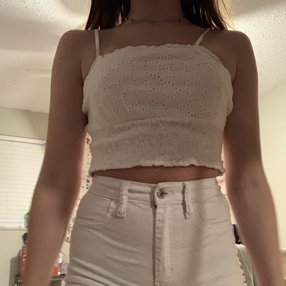 Sim & Sam White Patterned Crop Top Tank - Picture 4 of 5